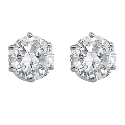 White Gold 6 Claw Diamond Ear Studs Valuemax