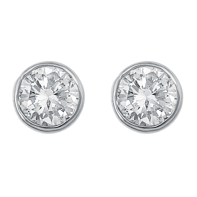 White Gold Diamond Ear Studs Valuemax